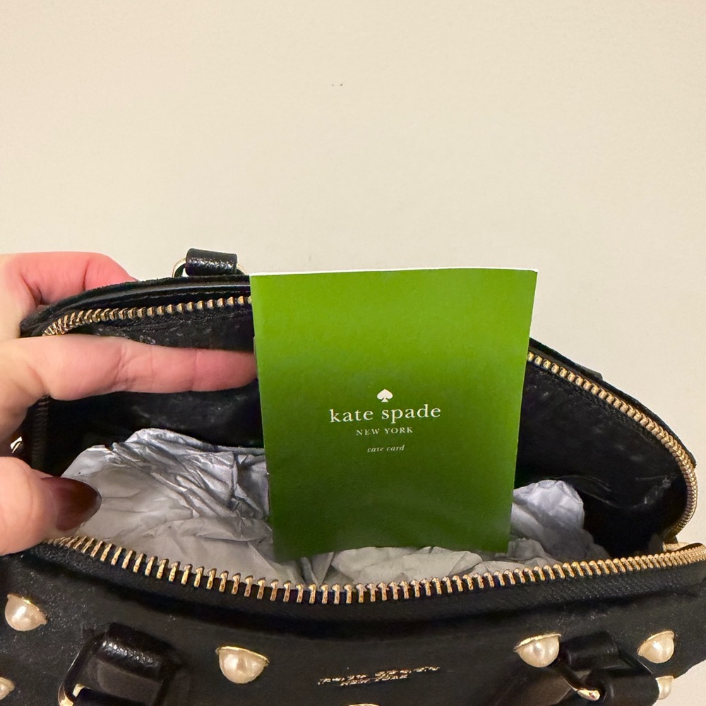 Kate Spade Bag | Black Velvet with Pearls - Picture 3 of 5